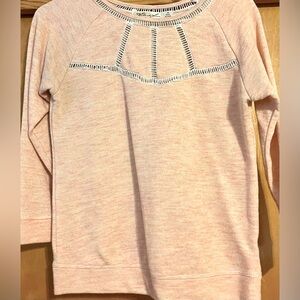 Liberty Love pink sweater withh detail around neck. This is from Target. Size XS